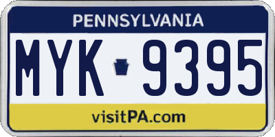 PA license plate MYK9395
