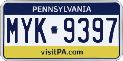 PA license plate MYK9397