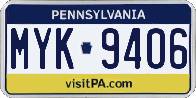 PA license plate MYK9406