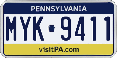 PA license plate MYK9411