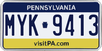 PA license plate MYK9413
