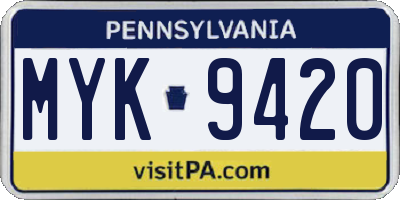 PA license plate MYK9420