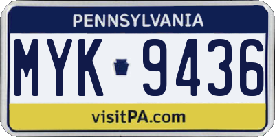 PA license plate MYK9436