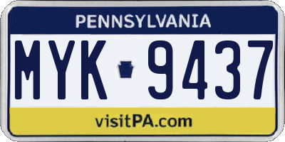 PA license plate MYK9437
