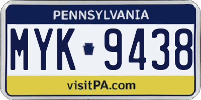 PA license plate MYK9438