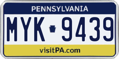 PA license plate MYK9439