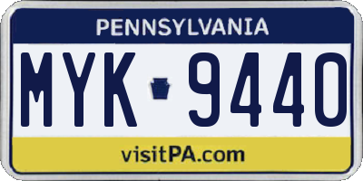 PA license plate MYK9440