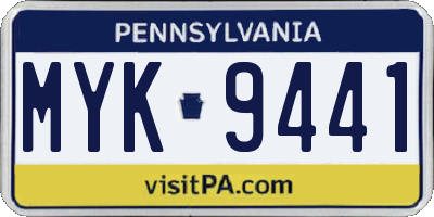 PA license plate MYK9441
