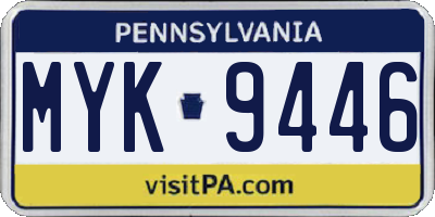 PA license plate MYK9446