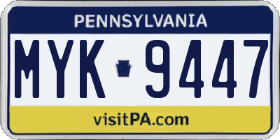 PA license plate MYK9447
