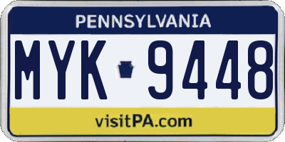 PA license plate MYK9448