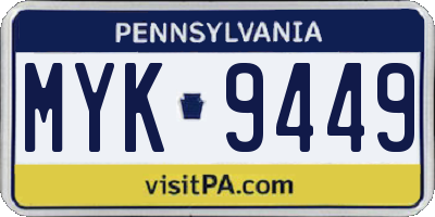 PA license plate MYK9449