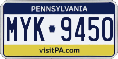 PA license plate MYK9450