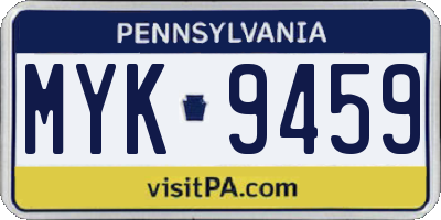 PA license plate MYK9459