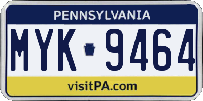 PA license plate MYK9464