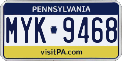 PA license plate MYK9468