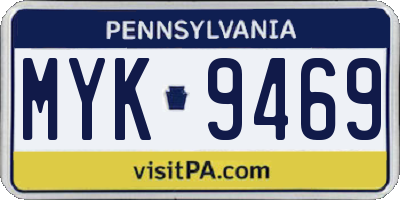 PA license plate MYK9469