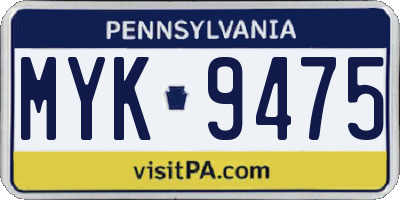 PA license plate MYK9475