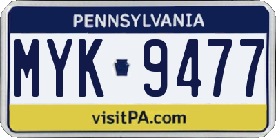 PA license plate MYK9477