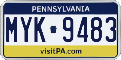 PA license plate MYK9483