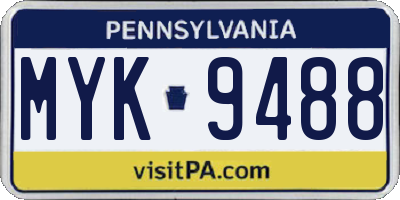 PA license plate MYK9488