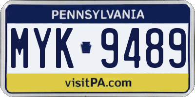 PA license plate MYK9489