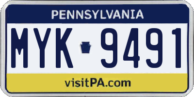 PA license plate MYK9491