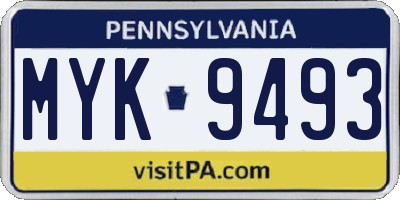 PA license plate MYK9493