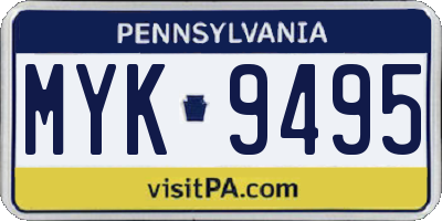 PA license plate MYK9495