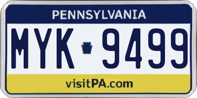 PA license plate MYK9499