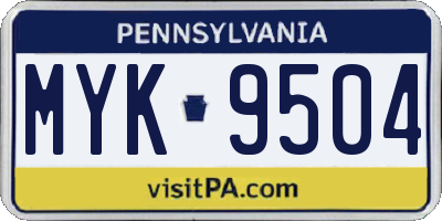 PA license plate MYK9504