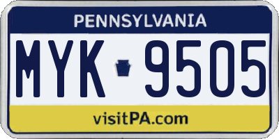 PA license plate MYK9505