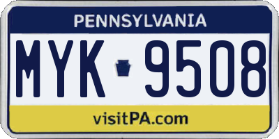 PA license plate MYK9508