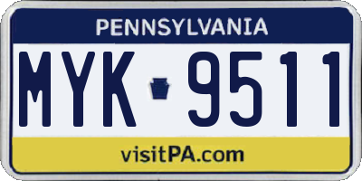 PA license plate MYK9511