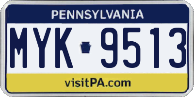 PA license plate MYK9513
