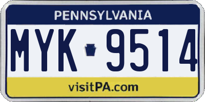 PA license plate MYK9514