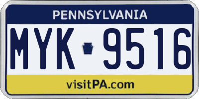 PA license plate MYK9516