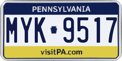 PA license plate MYK9517