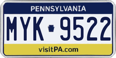 PA license plate MYK9522