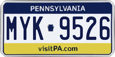 PA license plate MYK9526