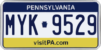 PA license plate MYK9529