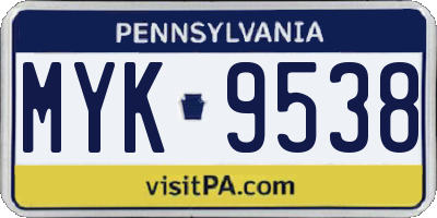 PA license plate MYK9538