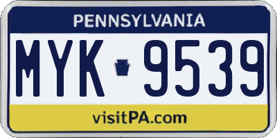 PA license plate MYK9539
