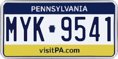 PA license plate MYK9541