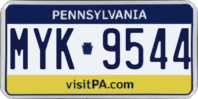 PA license plate MYK9544