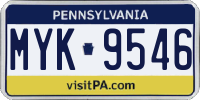 PA license plate MYK9546