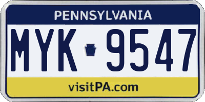 PA license plate MYK9547