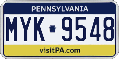 PA license plate MYK9548
