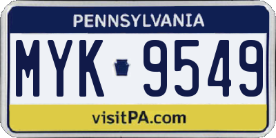 PA license plate MYK9549