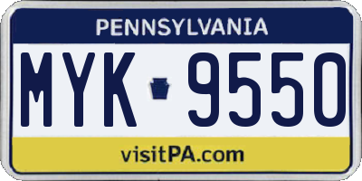 PA license plate MYK9550
